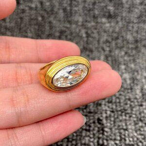 Oval 18K Gold Plated Stainless Steel Ring